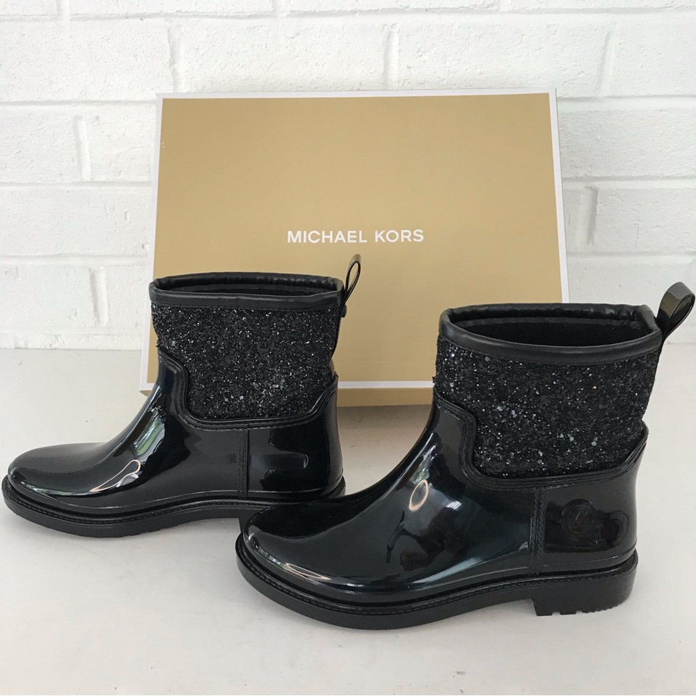 Michael Kors Women Black Blakey Rainbootie Ankle Rain Snow Booties size 6M